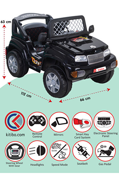 PİLSAN Panther Akülü Araba Siyah 12V – Uzaktan Kumandalı Çocuk Akülü Jeep