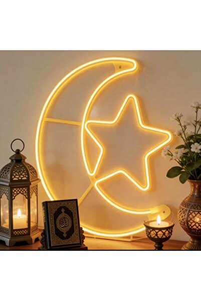 ETRONIK أضواء LED كبيرة الحجم على شكل هلال ونجوم رمضانية، سلسلة أضواء زينة رم...