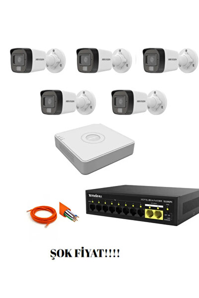 ORFE Hikvision 5'li 2MP IP Set Gece Renkli Görüşlü