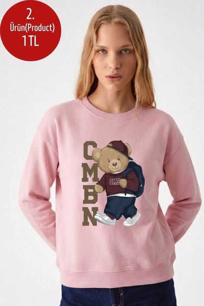 COMBİNE MİCHAİL Hanorac roz cu imprimeu ursuleț CMBN pentru femei