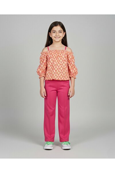 VOY KİDS 6-7-8-9-10 ani Costum de vară pentru fetiță cu bluză etnică cu picio...