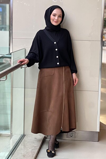 Ghisa Nubuck Skirt with Zipper Detail