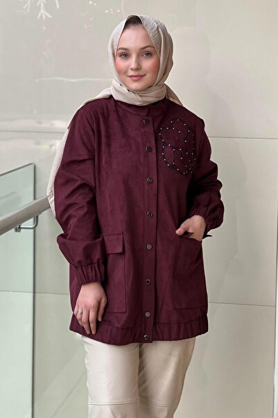 Nuss قبعة من جلد الغزال بجيبين ومشبك أمامي