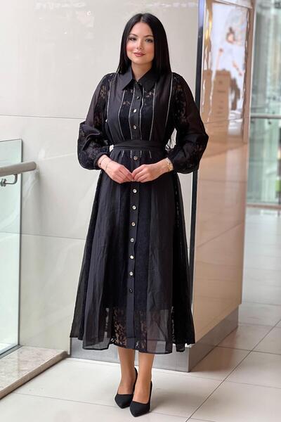 Mahal Su Yolu Güpürlü Elbise