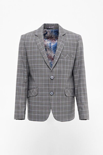 Micio Jachetă pentru băieți din amestec de lână, de culoare gri, colecție