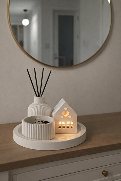 nilux Premium 4 Lü Ev Figürlü Dekoratif Obje Seti Salon Konsol Dresuar Aksesu...