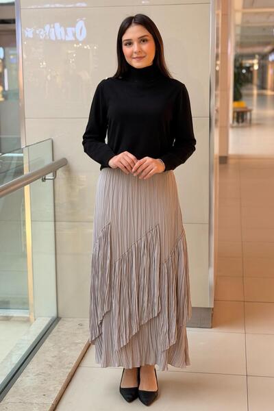 sentez giyim Sentez Viola Parçalı Kırıştırma Etek