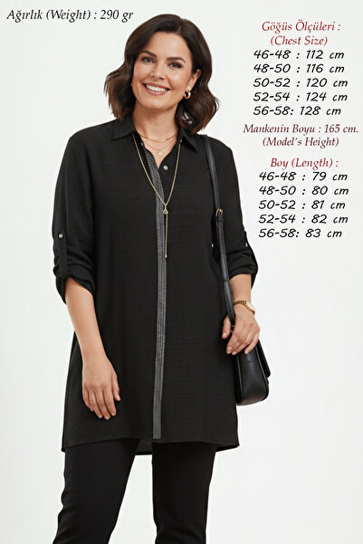 Laden Rochie de seară pentru femei de mărime mare Cămașă neagră cu mâneci lun...