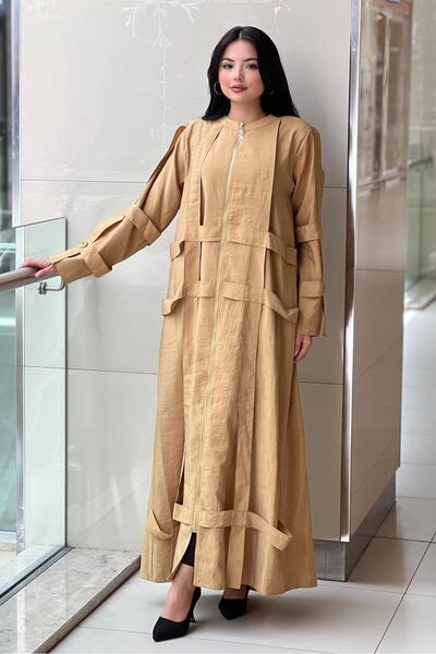 Ceremony Kolu Ve Ön Bedeni Kafes Detaylı Fermuarlı Pasion Ferace