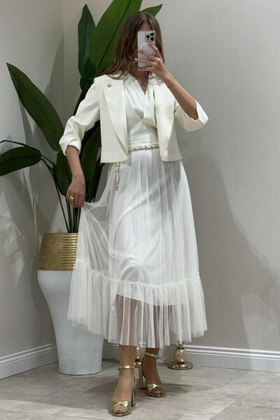 Ekol Kemer Detaylı Kolsuz Elbise