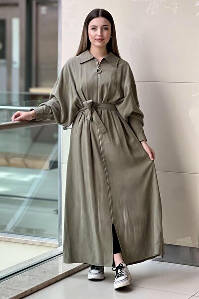 Ceremony Önden Fermuarlı Tek Kolu Taş Detay İçten Fermuarlı Kap