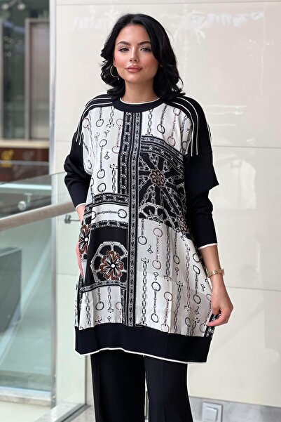 Ghisa Chain Patterned Mercerized Tunik with Sleeves