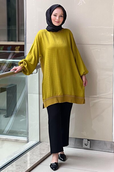 Ghisa Ribbed Houndstooth Patterned Jacquard Tunic