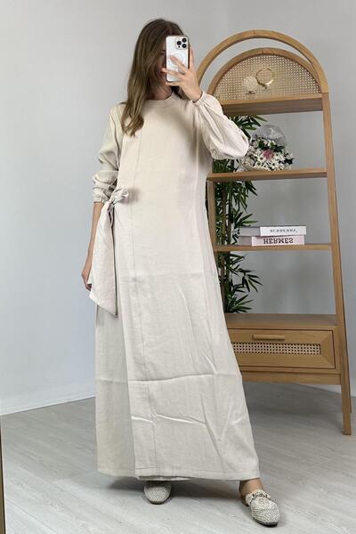 Invee Yandan Bağlamalı Tencel Elbise