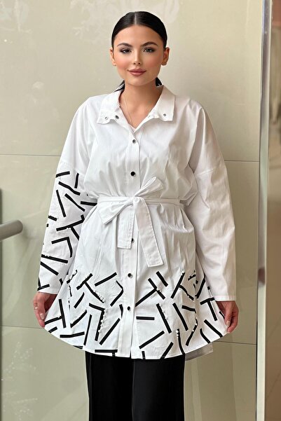 Ghisa Бавовняна сорочка з паєтками та поясом з візерунком на подолі