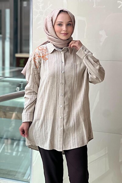 Ghisa Льняна бавовняна сорочка з квітковим вишиванням на плечі