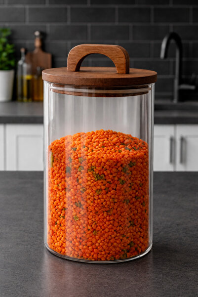 Paşabahçe Akasya Kapaklı 2450 ml Büyük Cam Kavanoz-Bakliyat Saklama Kabı