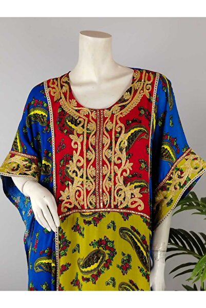 ASIAN جلابية روعة نسائية واسعة بتصميم تراثي ملون – مريحة وخفيفة للاستخدام الي...