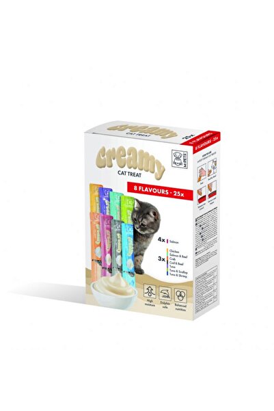 M-PETS Creamy 8 Lezzet Karışık Krema Kedi Ödül Maması 25*15 Gr
