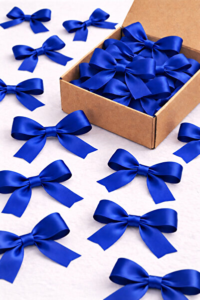 edalle 50 броя сатенени лък за саксофон, син, малък, 10 мм, ръчно изработен