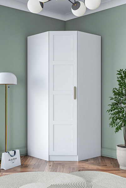 Rani Mobilya Rani BA191 Membran Kapaklı Köşe Gardırop 6 Raflı Askılı Elbise D...