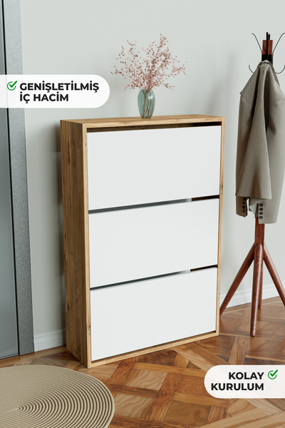 Hediyeler Kapında 3 Bölmeli Liovian Düşer Kapak Ayakkabılık