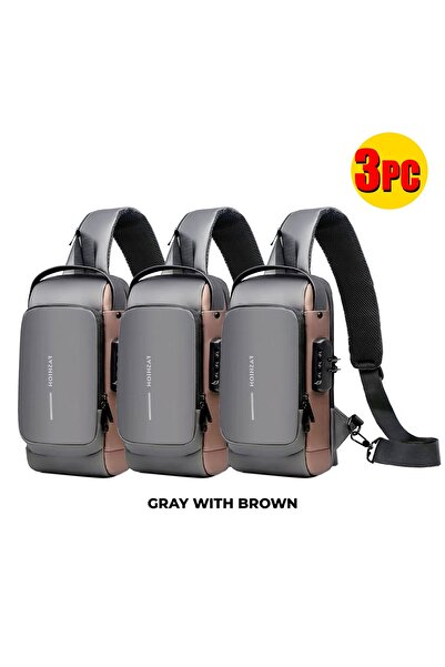 Zen Store GRAY -3 PC Combo Waterproof Crossbody Sling Bag Set Men’s Chest & S...