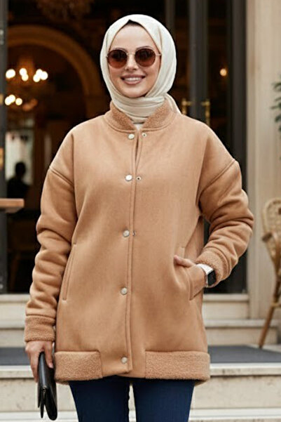 Neva Style معطف جامعي من الجلد المدبوغ باللون البني 9287TB