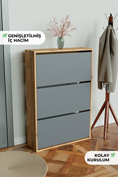 Hediyeler Kapında 3 Bölmeli Liovian Düşer Kapak Ayakkabılık