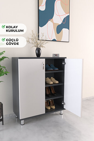 Hediyeler Kapında 4 Raflı Ayakkabı Dolabı Antre Hol Çok Amaçlı Ayakkabılık