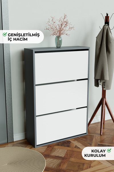 Hediyeler Kapında 3 Bölmeli Liovian Düşer Kapak Ayakkabılık