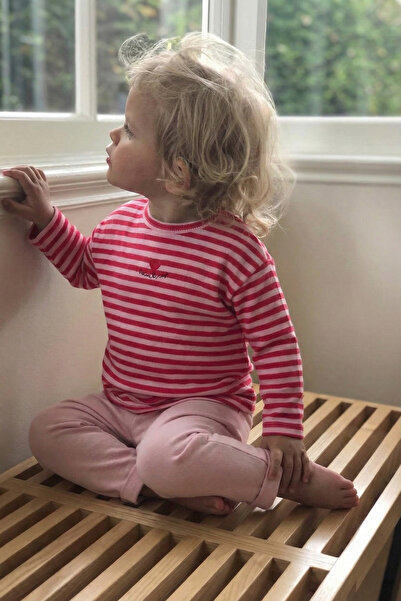 Cigit طقم تريكو مخطط للفتيات الصغيرات من عمر 0-3 سنوات، مخطط باللون المرجاني