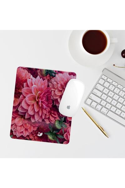 Özer Store Ροζ Floral Ορθογώνιο Mouse Pad με Στήριγμα Καρπού
