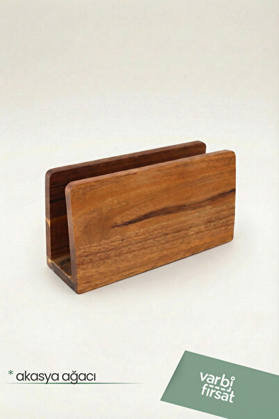 Varbifırsat Natural Acacia Wood Napkin Holder