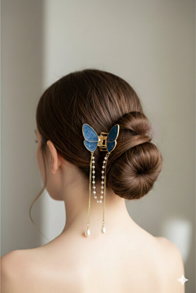 PETEK AKSESUAR مشبك مزلاج خطر من مينا الفراشة واللؤلؤ