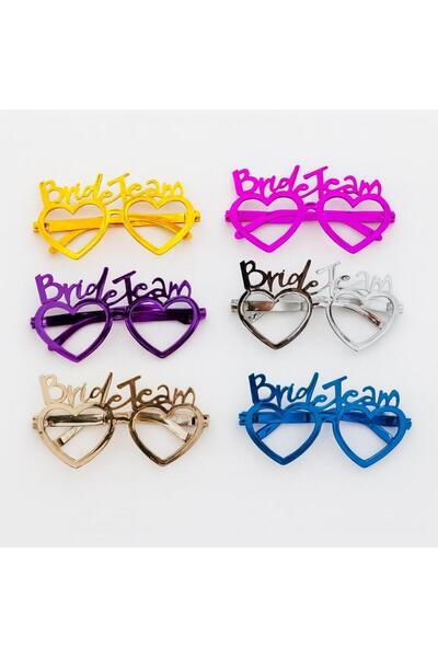 Skygo مجموعة نظارات فريق العروس على شكل قلب 6 ألوان - للهينا وحفلات الزفاف