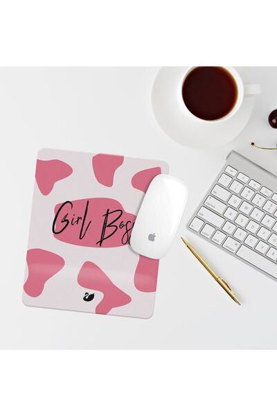Özer Store Pink Leopard Girl Boss Ορθογώνιο Mouse Pad με γραπτό στήριγμα καρπού