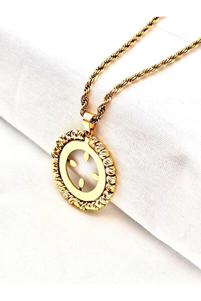 Siya Silver 316L Kararmaz Çelik Uzun Burgu Zincirli Dorikalı Çeyrek Takılan K...