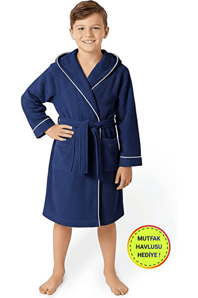 Layvera روب حمام للأطفال من الجنسين مصنوع من القطن بنسبة 100% |   بغطاء رأس –...