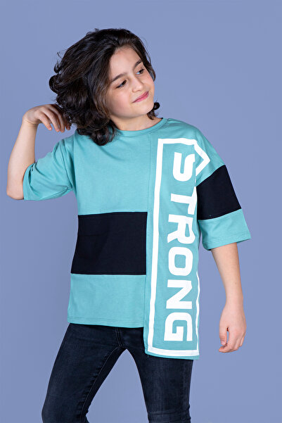 Toontoy تي شيرت للأولاد مطبوع برقبة دائرية وأكمام قصيرة غير متماثل - ألوان مت...