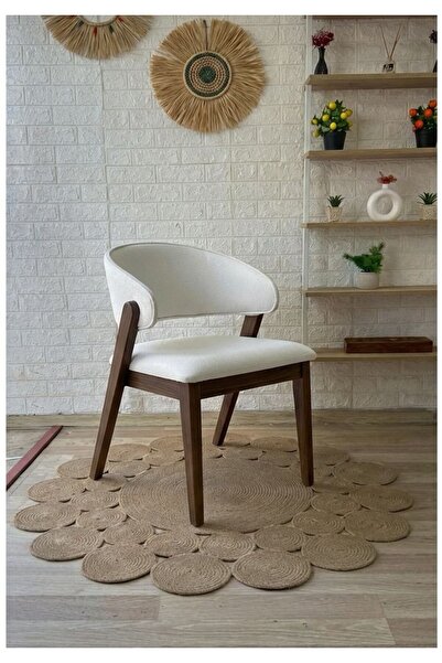 silla Concept Ay Sandalye Teddy Krem Kumaş Ceviz Ahşap Sandalye