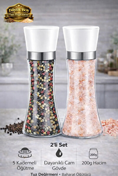 Berdina Home Black Pepper Salt Mill 2 Pieces Ceramic Blade Grinder Large Size