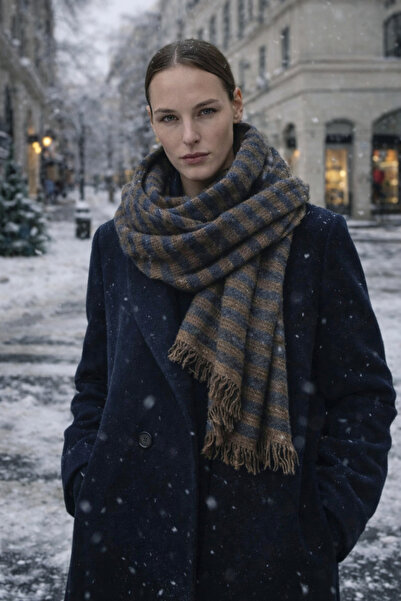 KRAFTELLA Soft Heritage Wool Shawl – Wool Shoulder Shawl with Tassel Detail