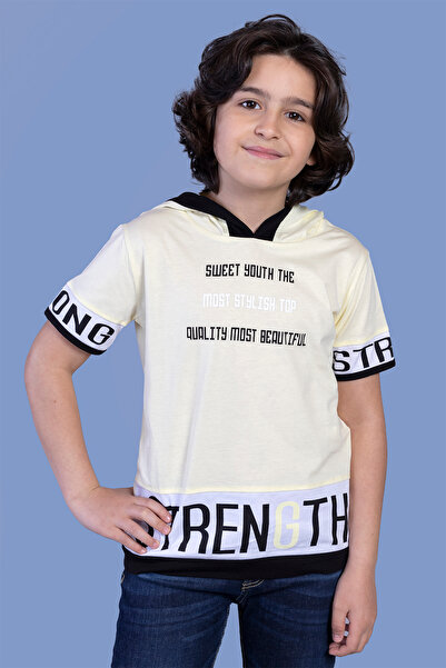 Toontoy Tricou cu mânecă scurtă și glugă imprimată pentru băieți - TK12898
