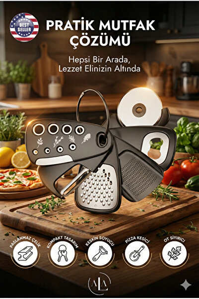 alastore طقم أدوات مطبخ عملي من الفولاذ المقاوم للصدأ مكون من 6 قطع - مبشرة، ...