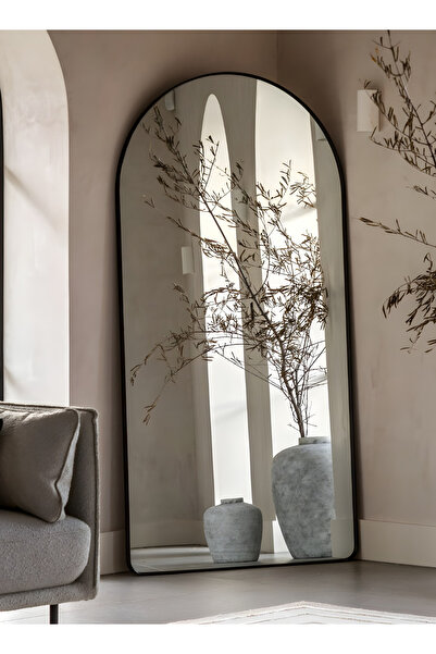 M SMART Extra Large Mirror With Elegant Design 180 X 80 Cm - Black Metal Fram...