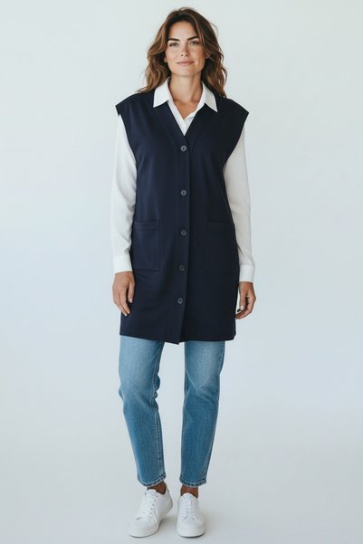 SENFONİ Women's Mink Plus Size Long Buttoned Vest