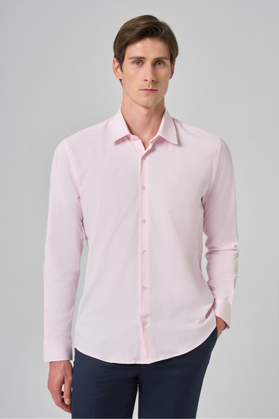 Morven Erkek Pembe Slim Fit Sert Yaka Gömlek