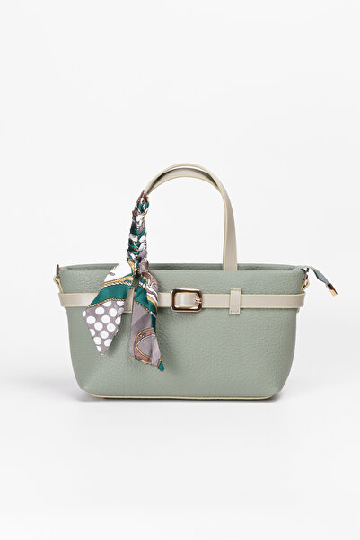 GUENZA YEŞİL RENK TOKALI VE FULARLI ASTARLI ORTA BOY ÇANTA BL01
