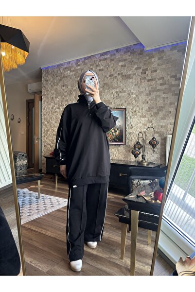 Wovi Moda Women's Tracksuit Set Double Set with Zipper Collar